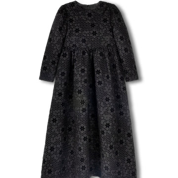 Lilou Black Textured Floral Tone On Tone Gown