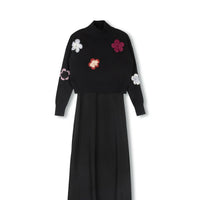 Minimal Slip Dress With Floral Sweater