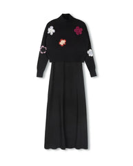 Minimal Slip Dress With Floral Sweater