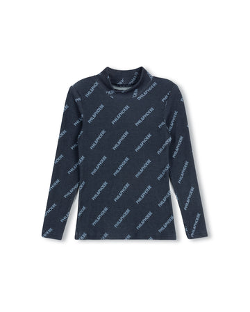 Phil and Phoebe Navy Logo Printed Turtlneck