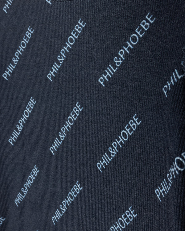 Phil and Phoebe Navy Logo Printed Turtlneck