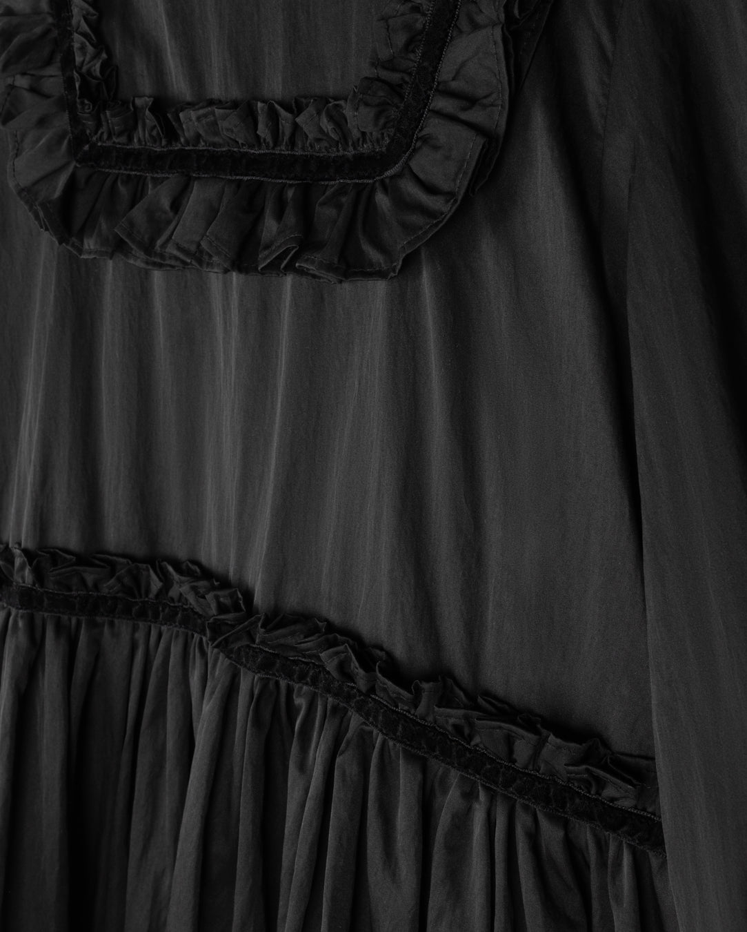 Lilou Black Taffeta Tiered Ankle Gown | Buttons Bebe Lilou Black Taffeta Tiered Ankle Gown | Buttons Bebe