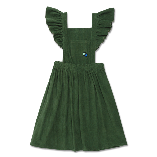 Wander + Wonder Forest Green Cord Ruffle Pinafore