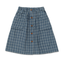 Wander + Wonder Blue Multi Plaid Quilted Skirt