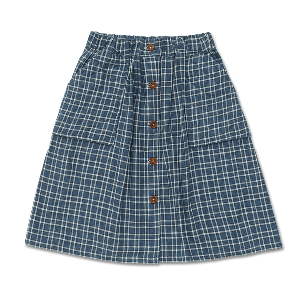 Wander + Wonder Blue Multi Plaid Quilted Skirt