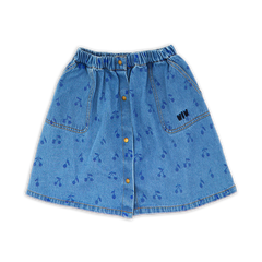Wander + Wonder Cherries Denim Sun Skirt