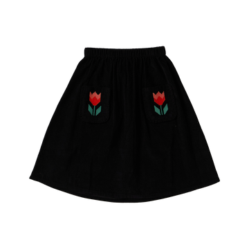 Wander & Wonder Black Ruffle Corduroy Skirt