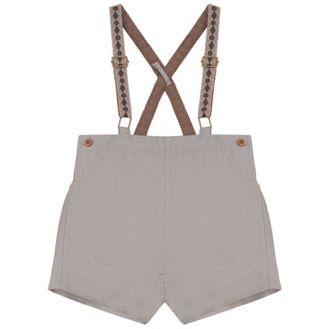 Calla Lili Boy Shorts With Knit Suspenders - Taupe