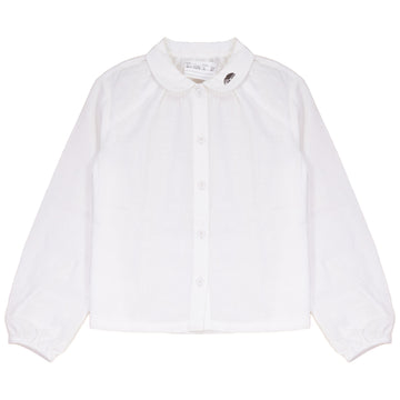Calla Lili Boy Shirt With Embroidery - Cream/Brown