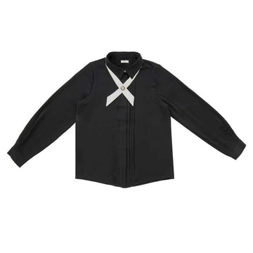 Coco Blanc Black Front Pleat Blouse (CB2008B)