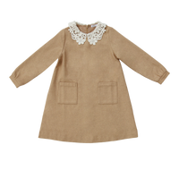 Coco Blanc Camel Lace Collar Dress  (CB2070)