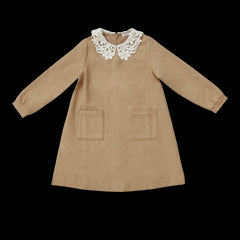 Coco Blanc Camel Lace Collar Dress  (CB2070)