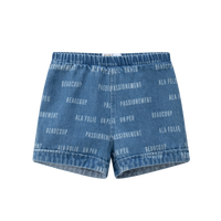 Coco Blanc Blue Denim Denim Printed Shorts