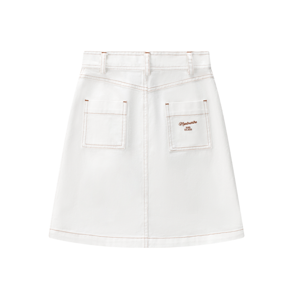 Coco Blanc White Denim Skirt (Pocket In Back)