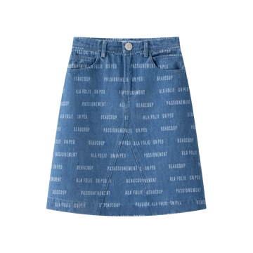 Coco Blanc Blue Denim Printed Denim Skirt SS26