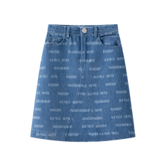 Coco Blanc Blue Denim Printed Denim Skirt SS26