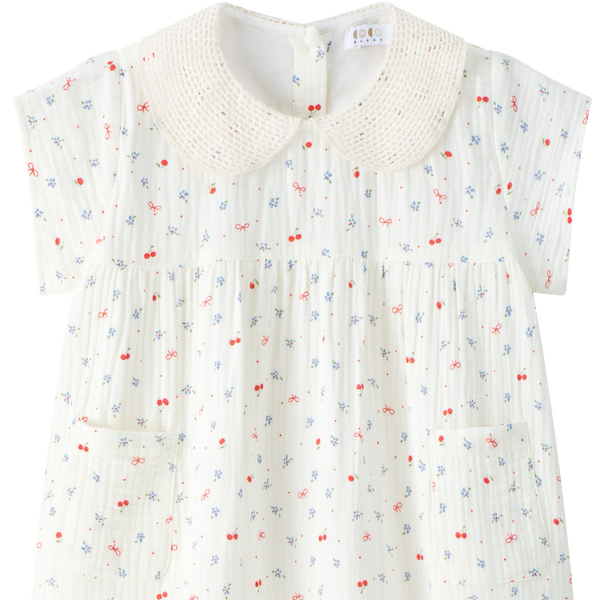 Coco Blanc Cherry Guaze Short Sleeve Cherry Guaze Dress