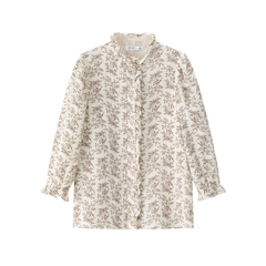 Coco Blanc Floral Blouse- Long Sleeves