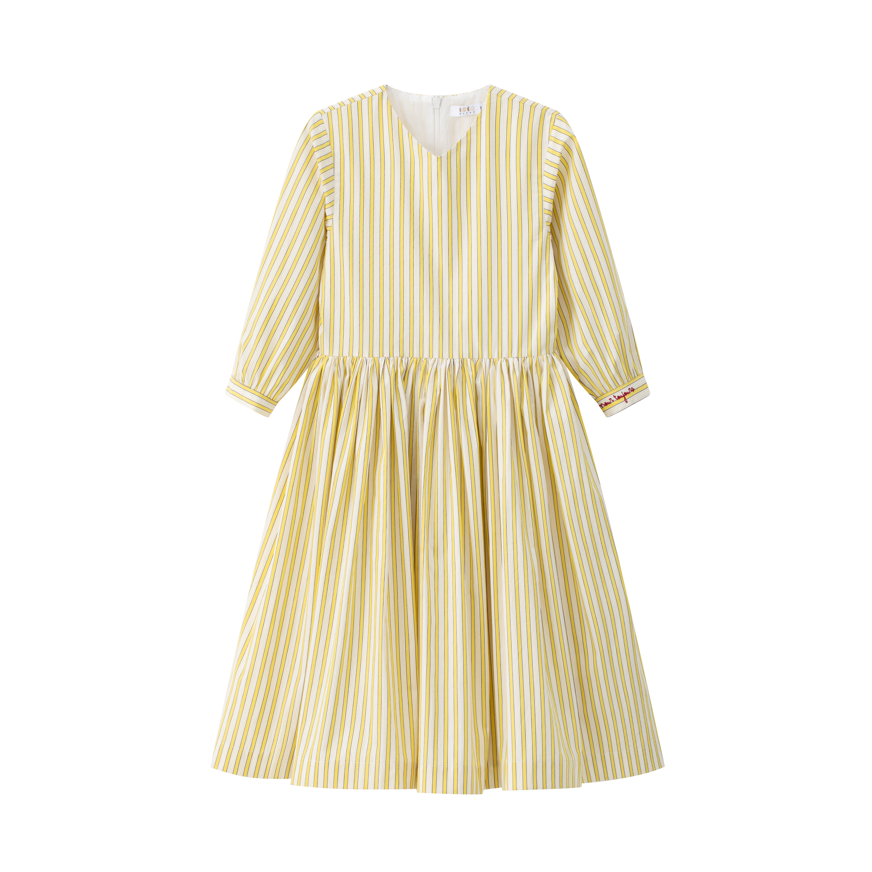 Coco Blanc Yellow Yellow Striped Dress 3/4 | Buttons Bebe Coco Blanc Yellow Yellow Striped Dress 3/4 | Buttons Bebe