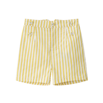Coco Blanc Yellow Striped Double Button Shorts