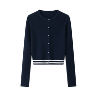 Coco Blanc Navy Cardigan With Stripe Cuff SS26