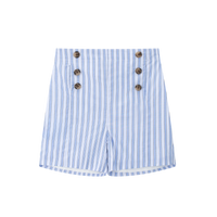 Coco Blanc Blue Striped Double Breasted Shorts
