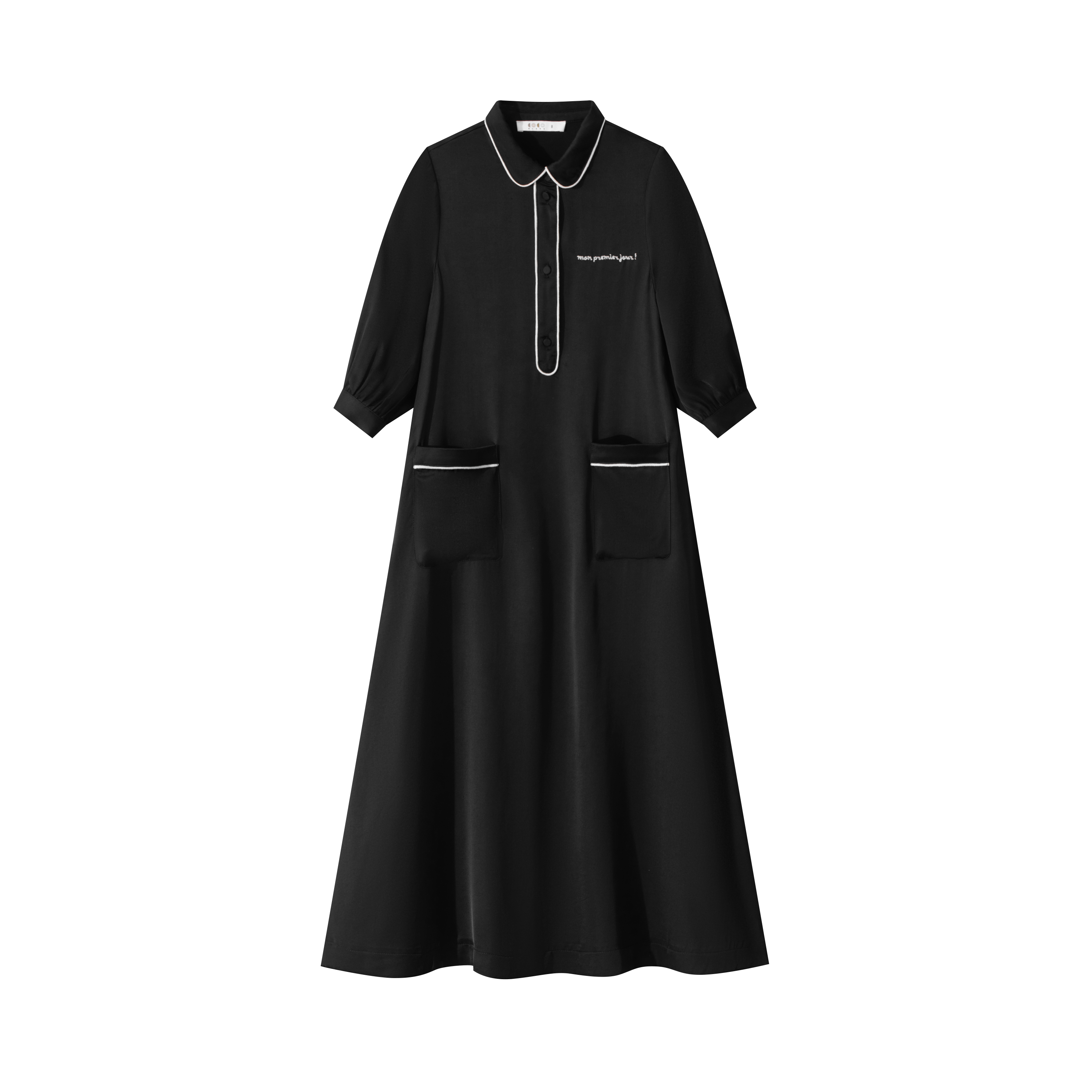 zara black satin shirt dress Coco Blanc Black Silk Shirt Dress Maxi