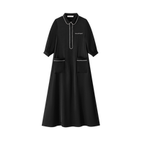 Coco Blanc Black Silk Shirt Dress Maxi