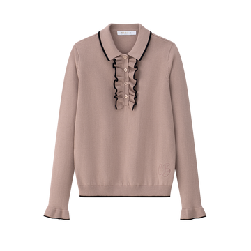 Coco Blanc Burgundy Ruffle Collar Sweater (CB4028)