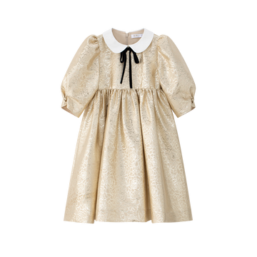 Coco Blanc Jaquard Dress - Gold CB4037