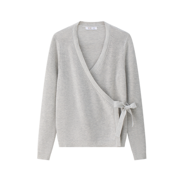 Coco Blanc Marled Grey Wrap Sweater (CB4057)