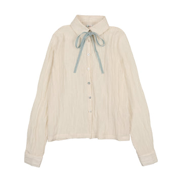 Coco Blanc Cream w/ slate tie Blouse