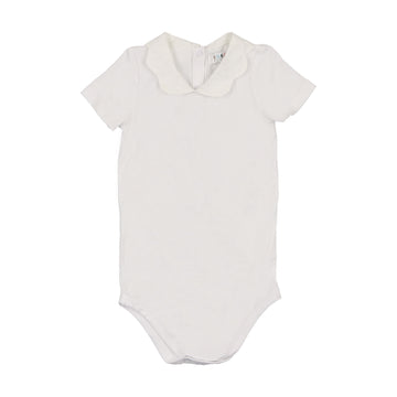 Coco Blanc white Scalloped  Peter Pan Onesie