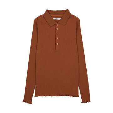 Coco Blanc Cognac Ribbed Polo