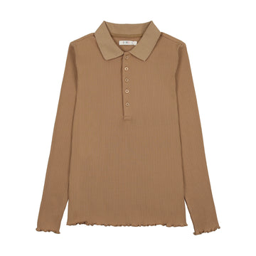 Coco Blanc Camel Ribbed Polo