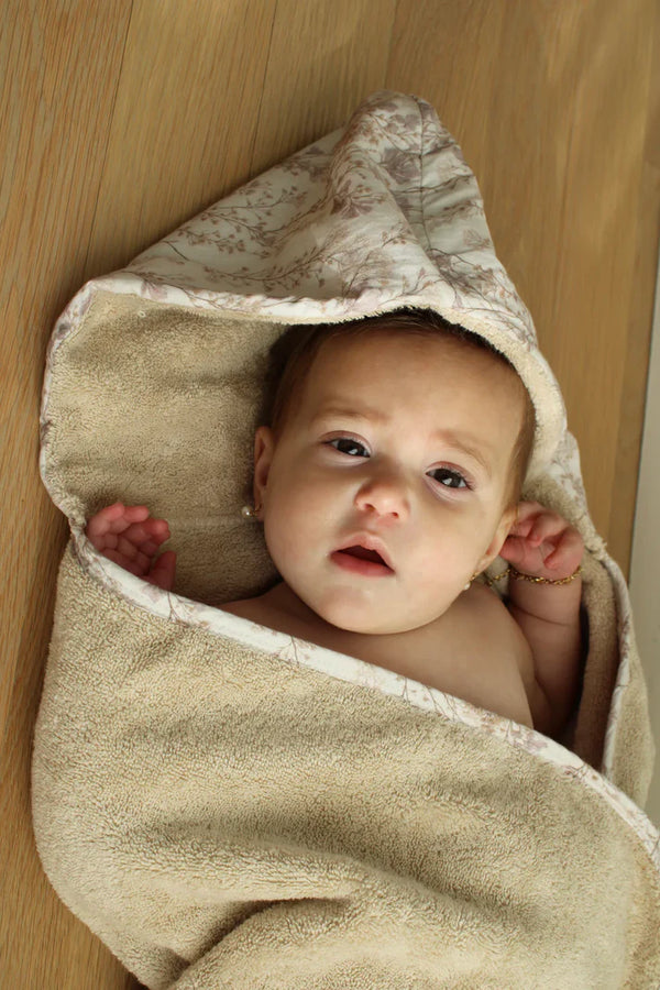 Little Threads The Label Delicate Neutral Branches Hooded Towel