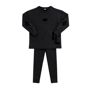 Little Label Black Boys' Crown Robe Pajama