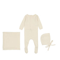 Lilette By Lil Legs Dotted Open Knit Layette Set Cream