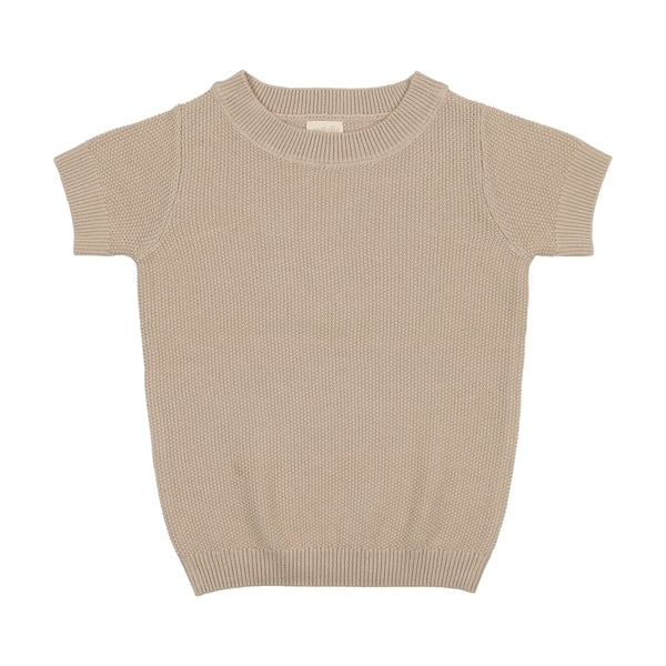 Analogie By Lil Legs Crewneck Sweater Short Sleeve Taupe