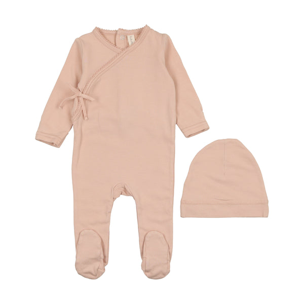 Lilette By Lil Legs Brushed Cotton Wrapover Footie Set Pale Pink