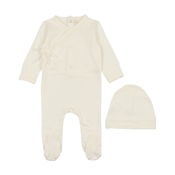 Lilette By Lil Legs Brushed Cotton Wrapover Footie SetClassic Winter White