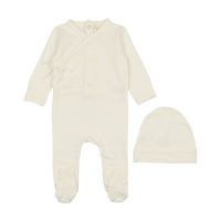 Lilette By Lil Legs Brushed Cotton Wrapover Footie SetClassic Winter White