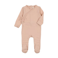 Lilette By Lil Legs Brushed Cotton Wrapover Footie Pale Pink
