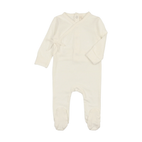 Lilette By Lil Legs Brushed Cotton Wrapover FootieClassic Winter White