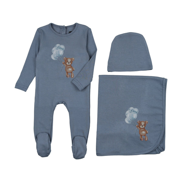 Cuddle & Coo Denim Teddy Balloon Layette Set