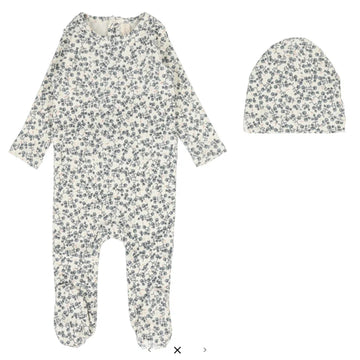 LILETTE  BY LIL LEGS  BY LIL LEGS SLATE ALL OVER FLORAL FOOTIE SET