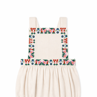 The New Society - Malva Baby Romper Flower Embroidery Natural Denim
