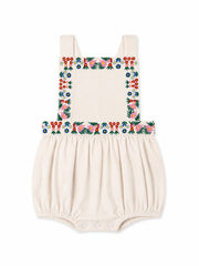 The New Society - Malva Baby Romper Flower Embroidery Natural Denim