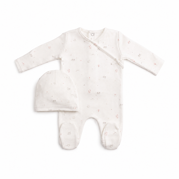 Bee & Dee All Things Baby Printed - Chalk White Girls Footie (AWD-63)