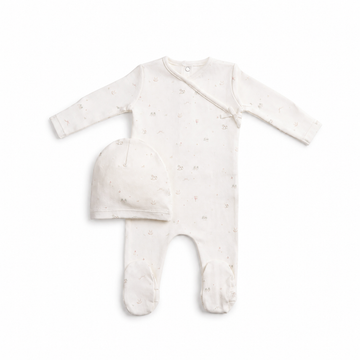 Bee & Dee All Things Baby Printed - Chalk White Boys Footie (AWD-63)